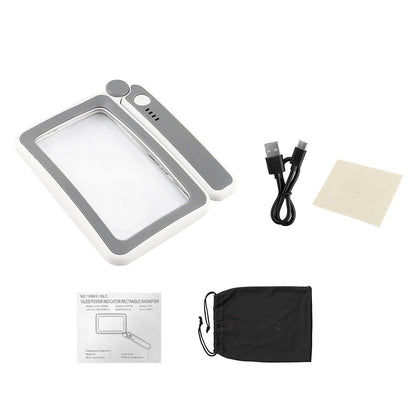 Handheld Illuminated Magnifier 4x 10 Led Dimmable Brightness USB C Rechargeable