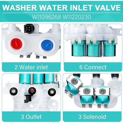 Durable W11096268 Water Inlet Valve for Whirlpool Washer Replaces W10853296