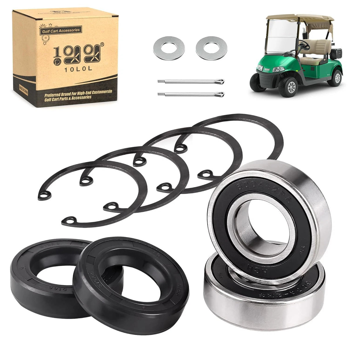 10L0L Golf Cart Rear Axle Bearing & Seal Kit for EZGO TXT, RXV, Medalist &...