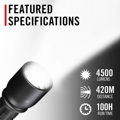 Coast XP14R 4500 Lumen USB-C Rechargeable LED Flashlight with Slide Black