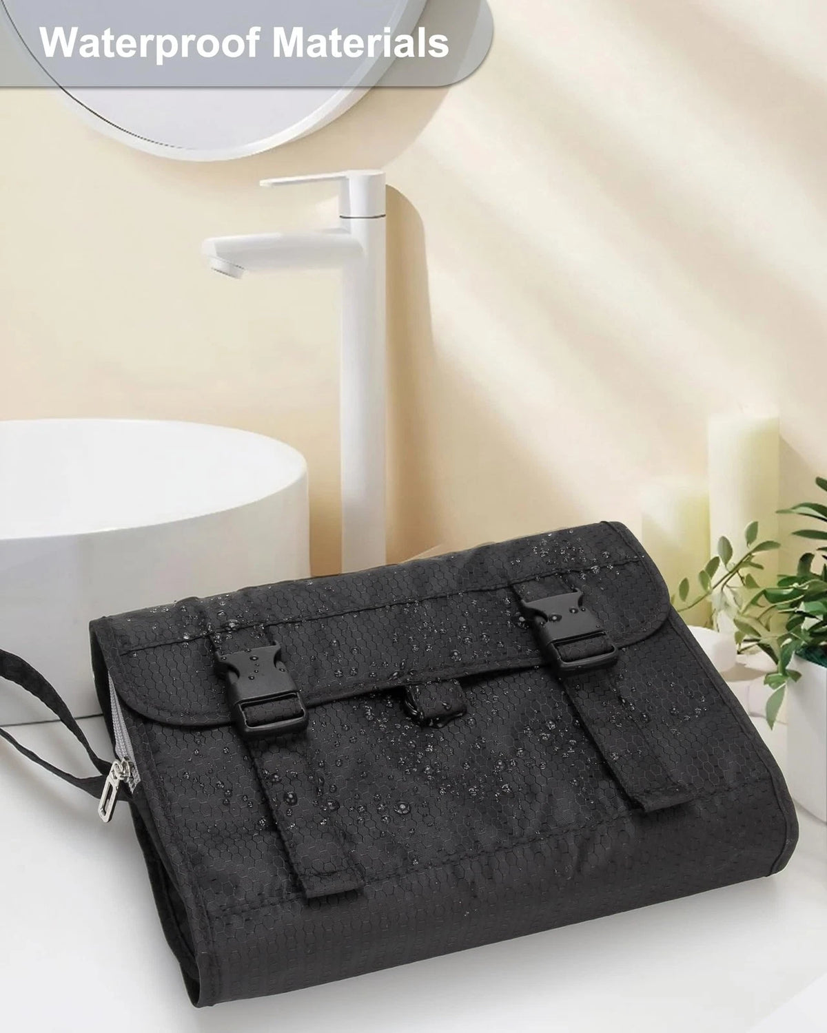 Relavel Travel Hanging Toiletry Bag for Men Women Kit Large, 01 Black