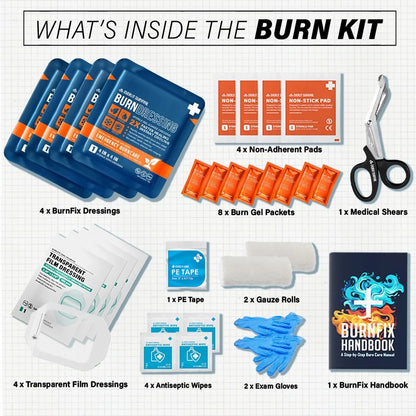 EVERLIT Burn Kit with Sterile Waterproof Wound Dressing | Hydrogel-Foam Red