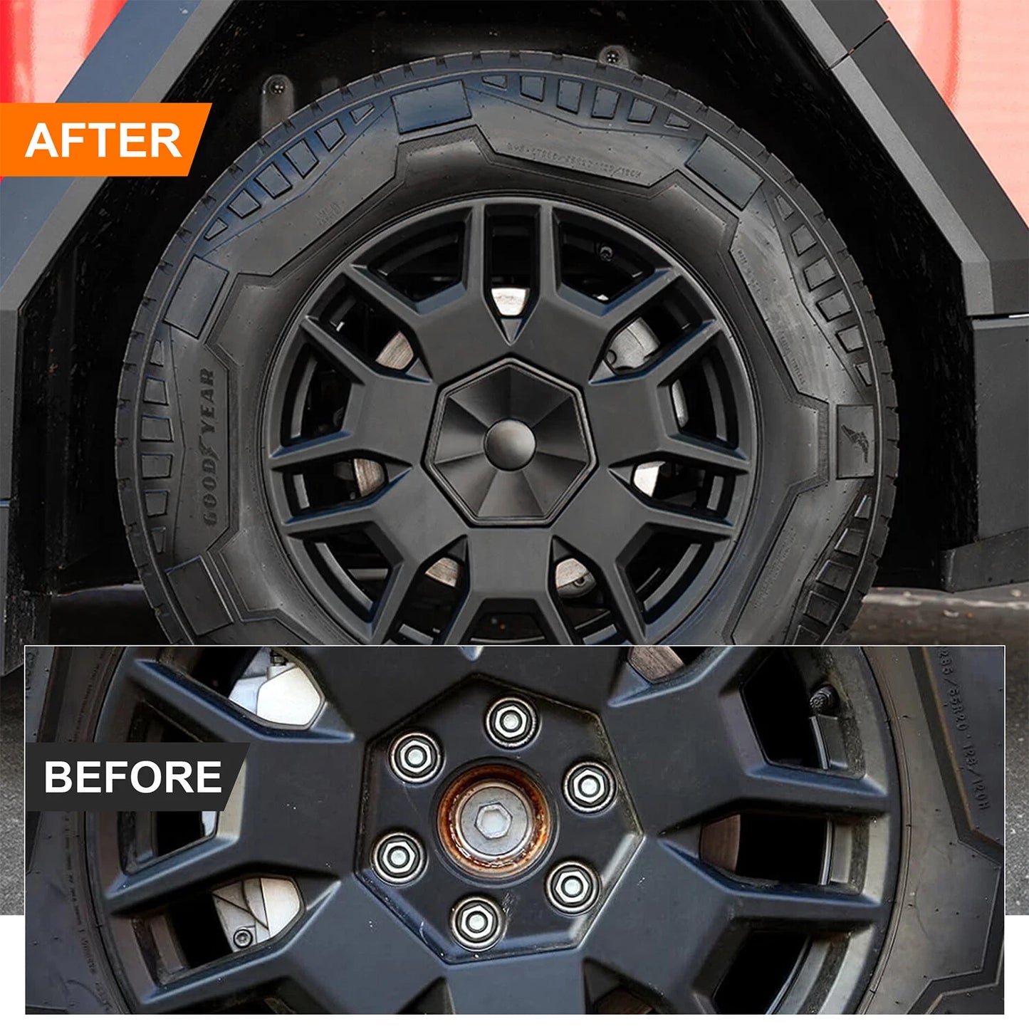 4PCS Full Coverage Wheel Center Hub Caps Cover for Tesla Cybertruck 2023 2024