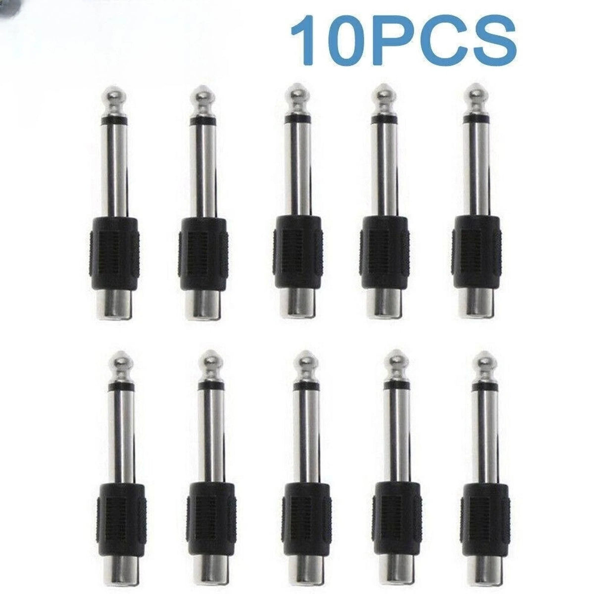 10PCS RCA Female Jack To 6.3mm Male Mono Plug Audio Adapter Connector