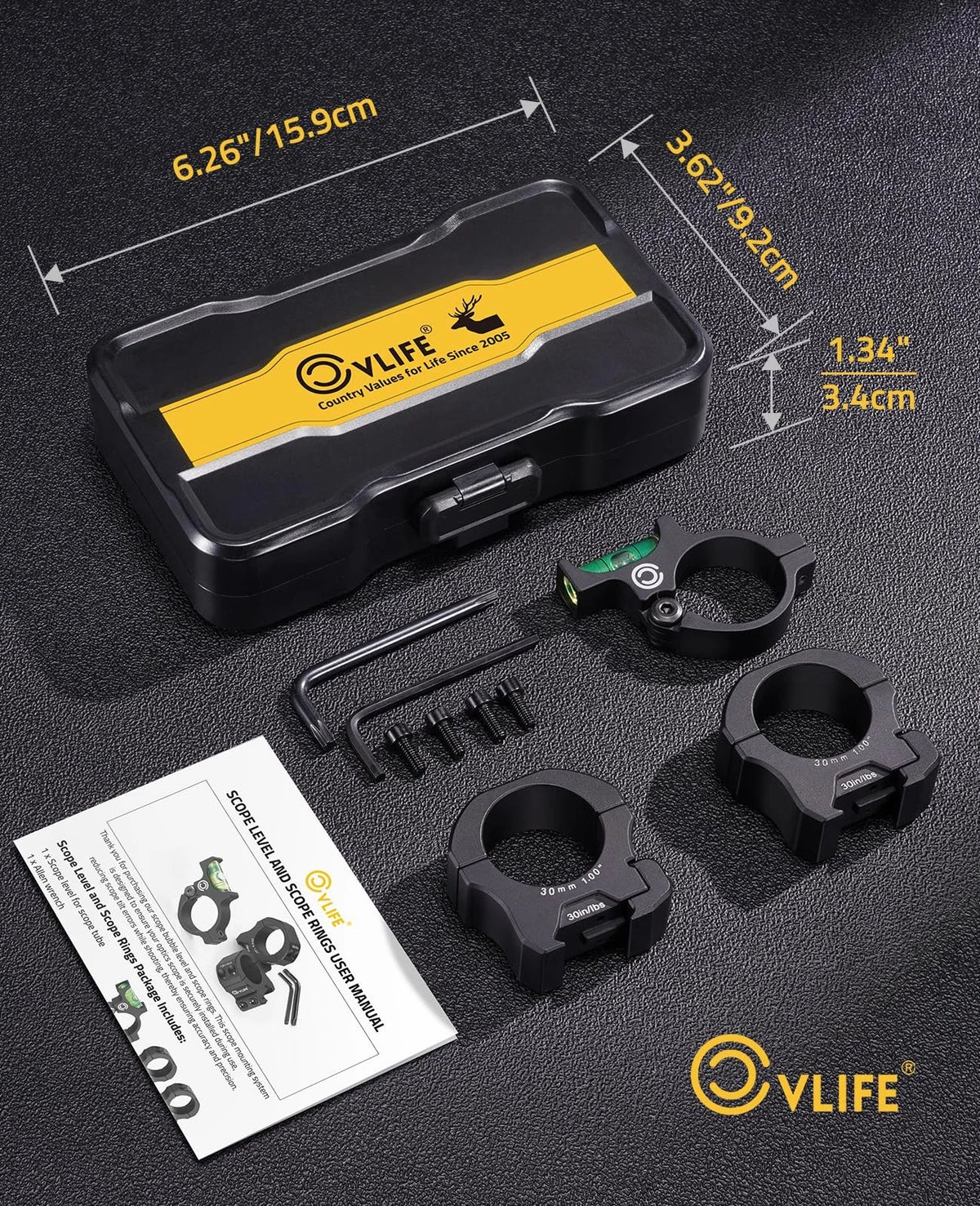 CVLIFE Scope Level and Rings for 30mm Tubes Anti-cant Black