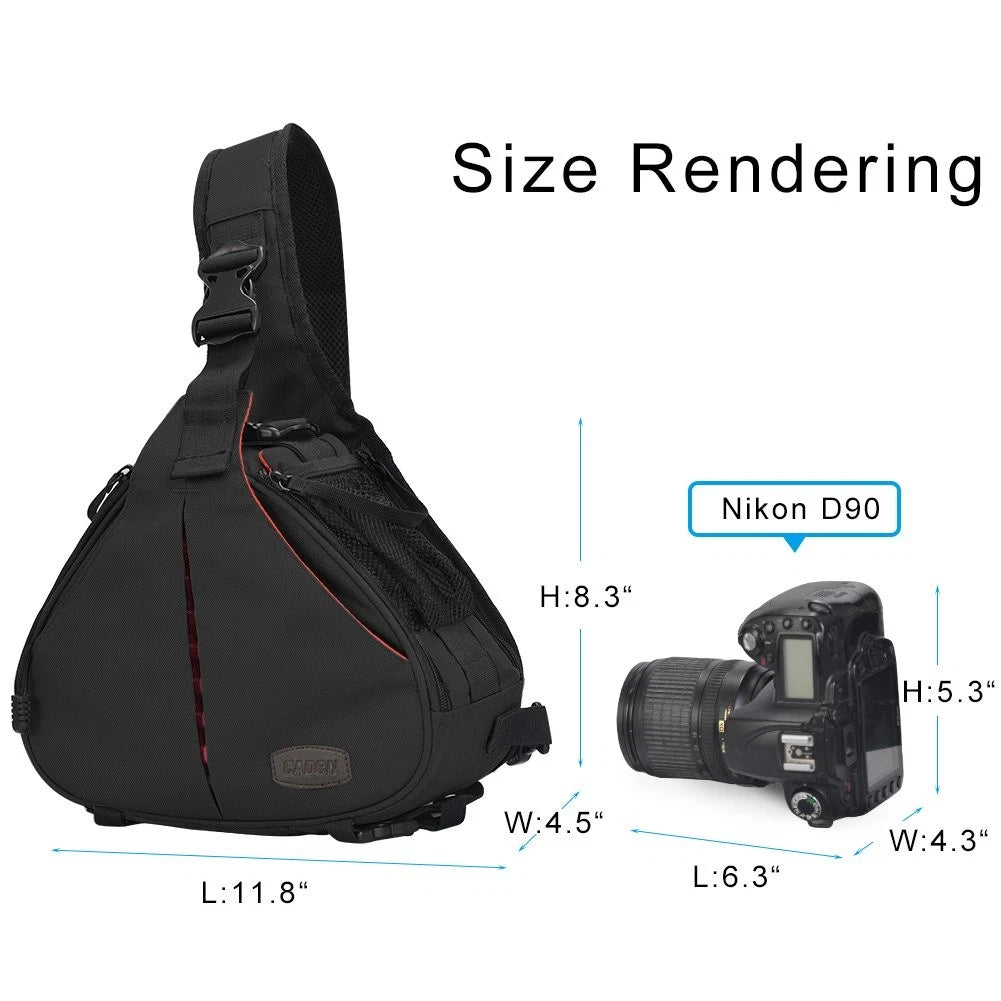 CADeN Camera Bag Sling Backpack Case Waterproof with Rain Small, Black