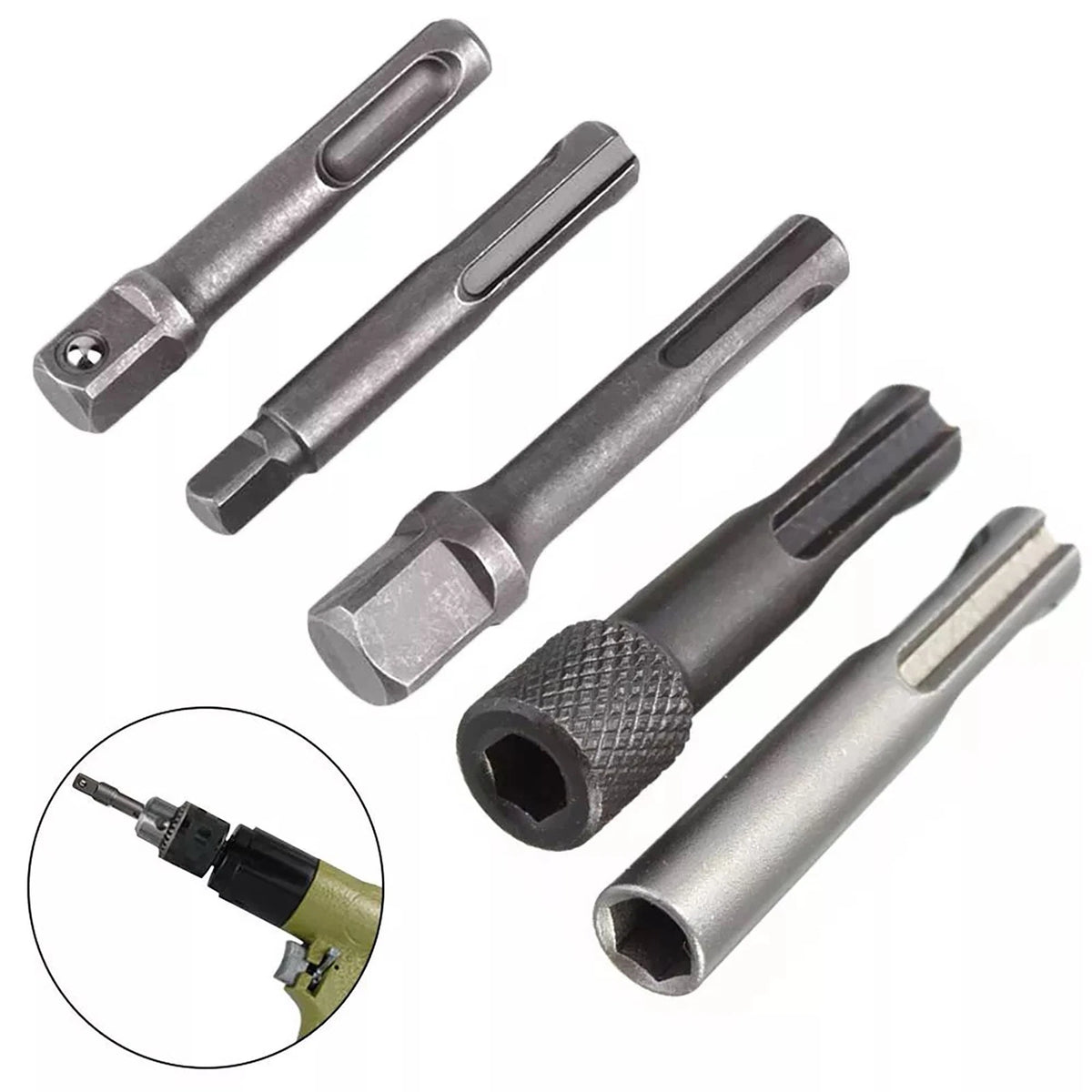 5pcs SDS Plus 1/4" 3/8" 1/2" Screwdriver Bit Hammer Drill Bit Accessories