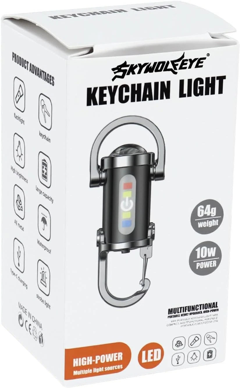2 Pack Rechargeable Keychain Flashlights, EDC Mini 2 pack, Black
