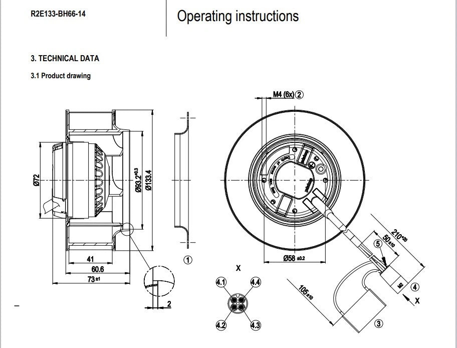 Ebmpapst R2E133-BH66-07 R2E133-BH66-14 AC 230V 0.13A ??133mm Cabinet Cooling Fan