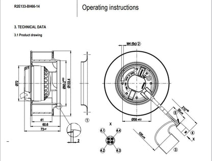 Ebmpapst R2E133-BH66-07 R2E133-BH66-14 AC 230V 0.13A ??133mm Cabinet Cooling Fan