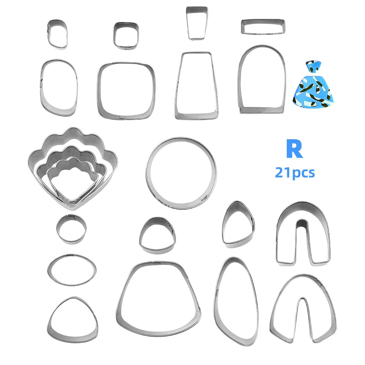 21PCS Polymer Clay Cutters Set Earring Jewellery Cutting Mold Tool Findings DIY