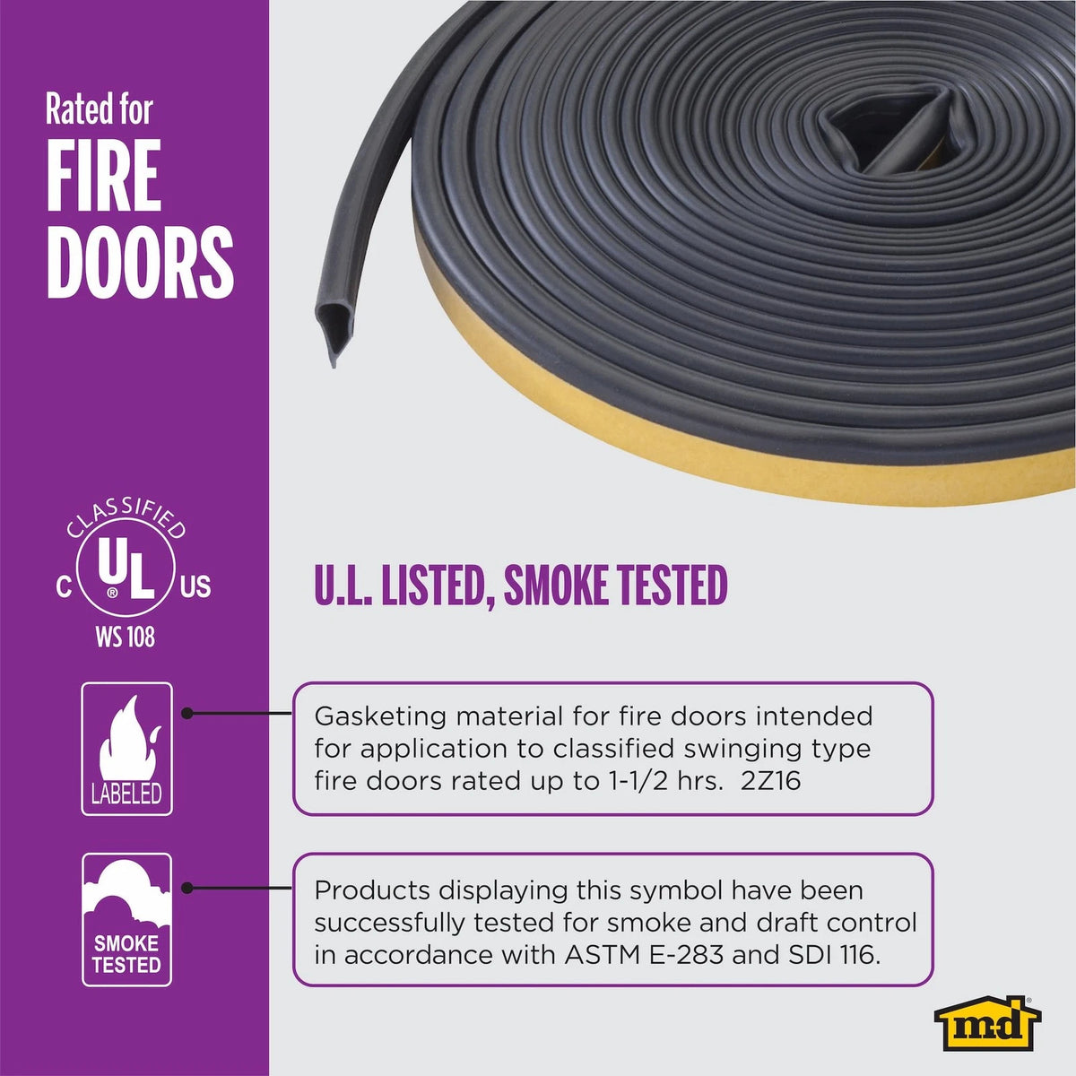 M-D Building Products 68668 Highly Durable Silicone Rubber 1/2" x 20', Black