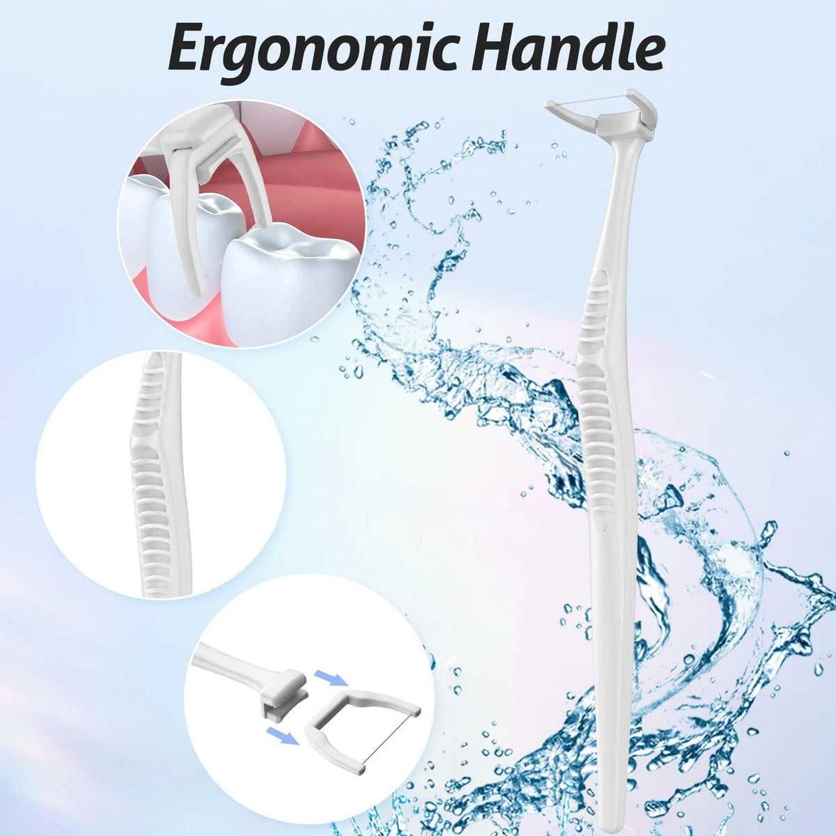 RAZOKO Reusable Dental Flosser Kit, Extra Strong 240 Count (Pack of 1), White