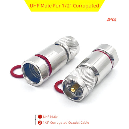 2Pcs   PL259 UHF Male Connector For 1/2" Corrugated Coax Cable Equipment