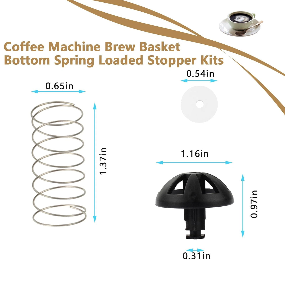 Coffee Machine Brew Basket Bottom Spring Loaded Stopper Kits 2 Pcs