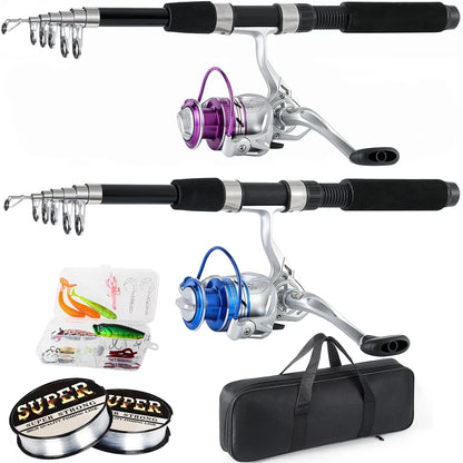 Tripquips Fishing Pole Combo, 6.9ft 2Pcs 6.9ft, Blue & Purple Combos