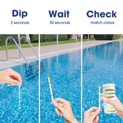 7-Way Pool Test Strips, 100 Strips Water Chemical Testing for Hot tub and...