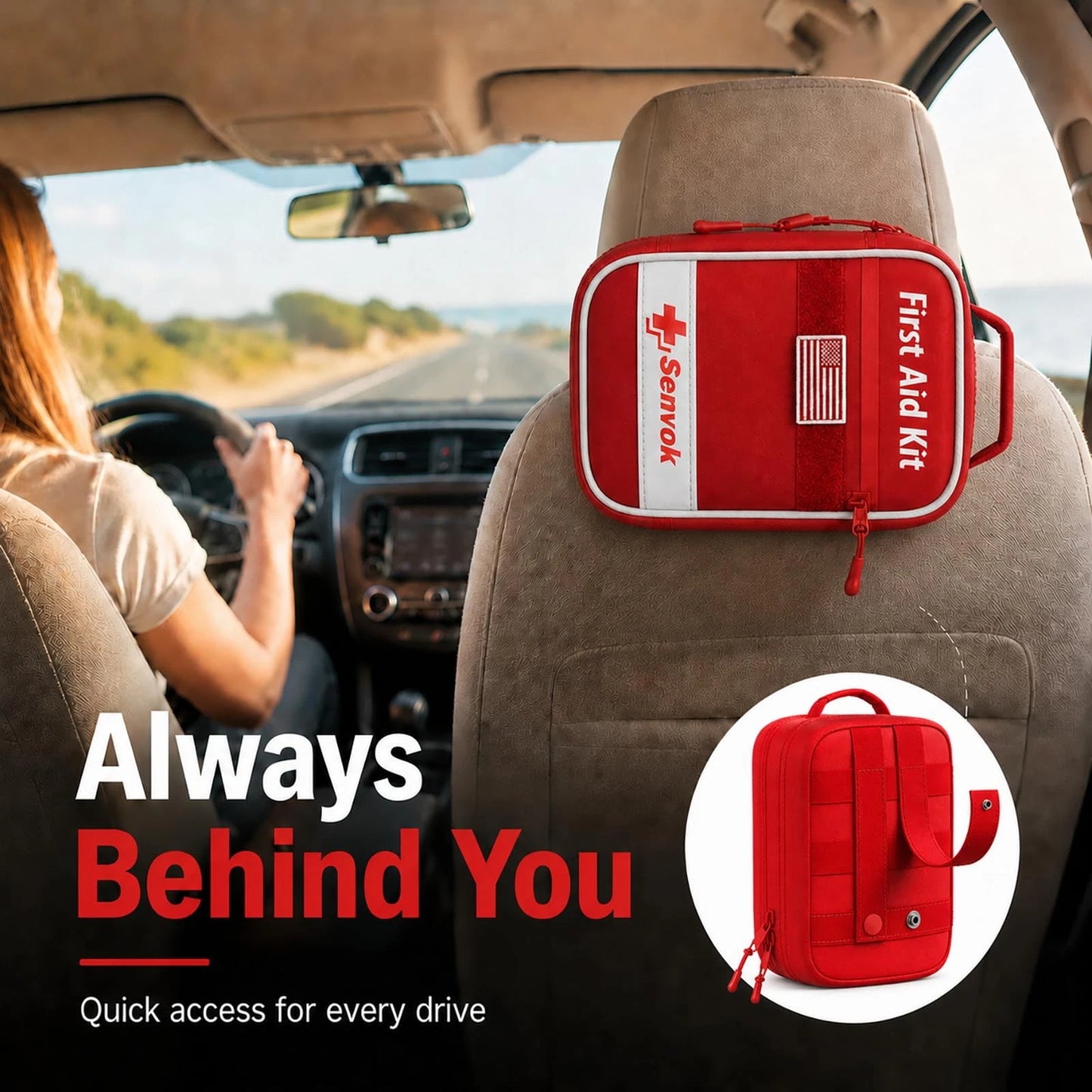Senvok 121 Pcs Small First Aid Kit for Car, Camping, Outdoor Small, Red