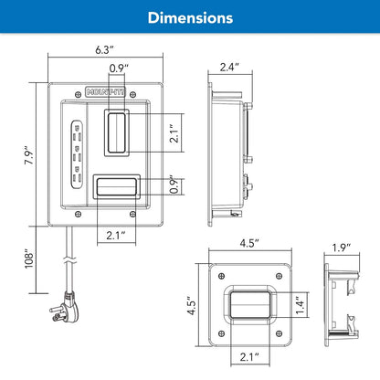 Mount-It! in-Wall TV Cable Management Kit with Recessed Power - White/Gray