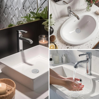 Hibbent Upgraded 3 in 1 Bathroom Sink Drain Strainer, Universal Pop Up Chrome
