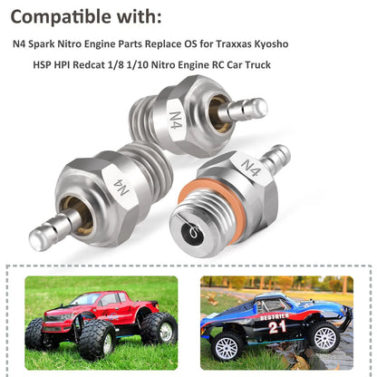 Shaluoman N4 Hot Glow Plug Spark Plugs for Traxas T-maxx Kyosho HSP1 HPI...
