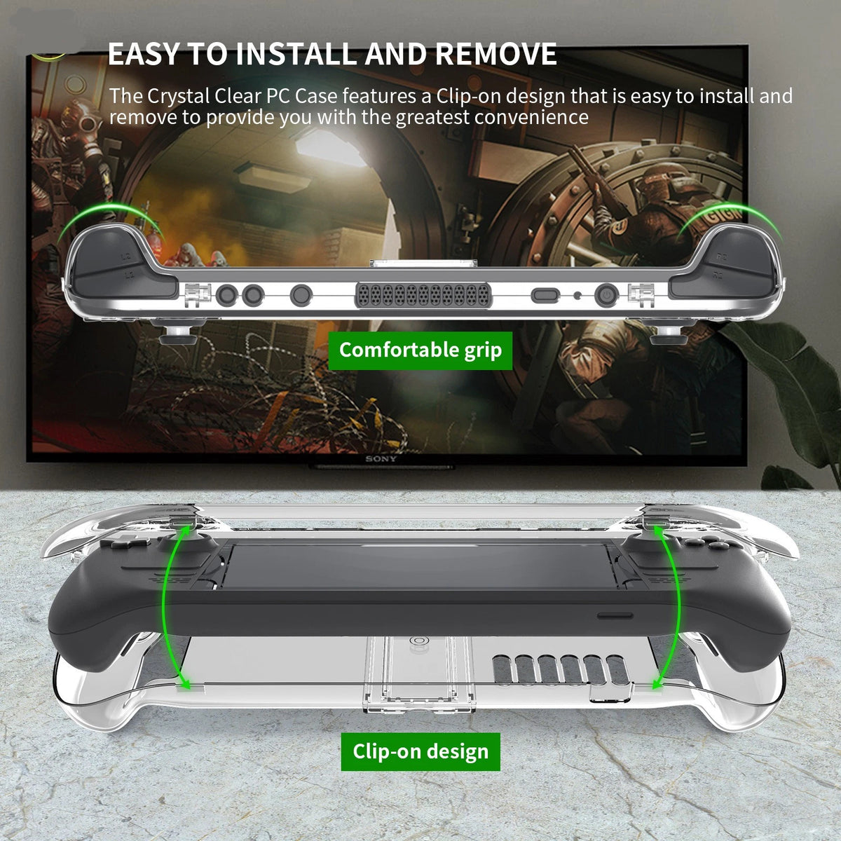 2 in 1 Crystal Clear Protective Back Case Shell  for Steam Deck Game Console