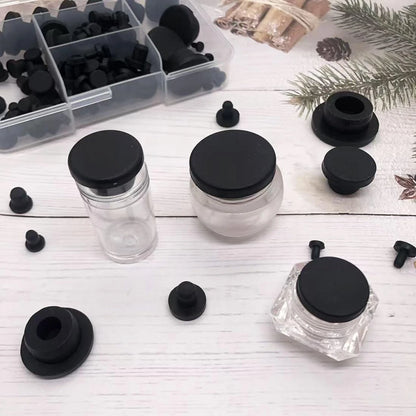 115Pcs Silicone Rubber Hole Plugs Set - 10 Sizes T-Type Black