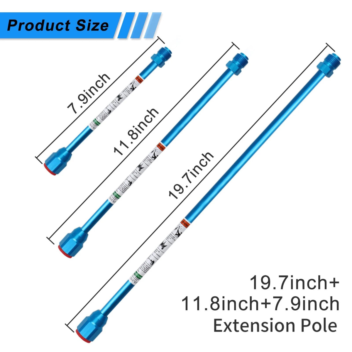 Airless Paint Sprayer Spray Gun Tip Extension Pole Rod 3 Pack Silver