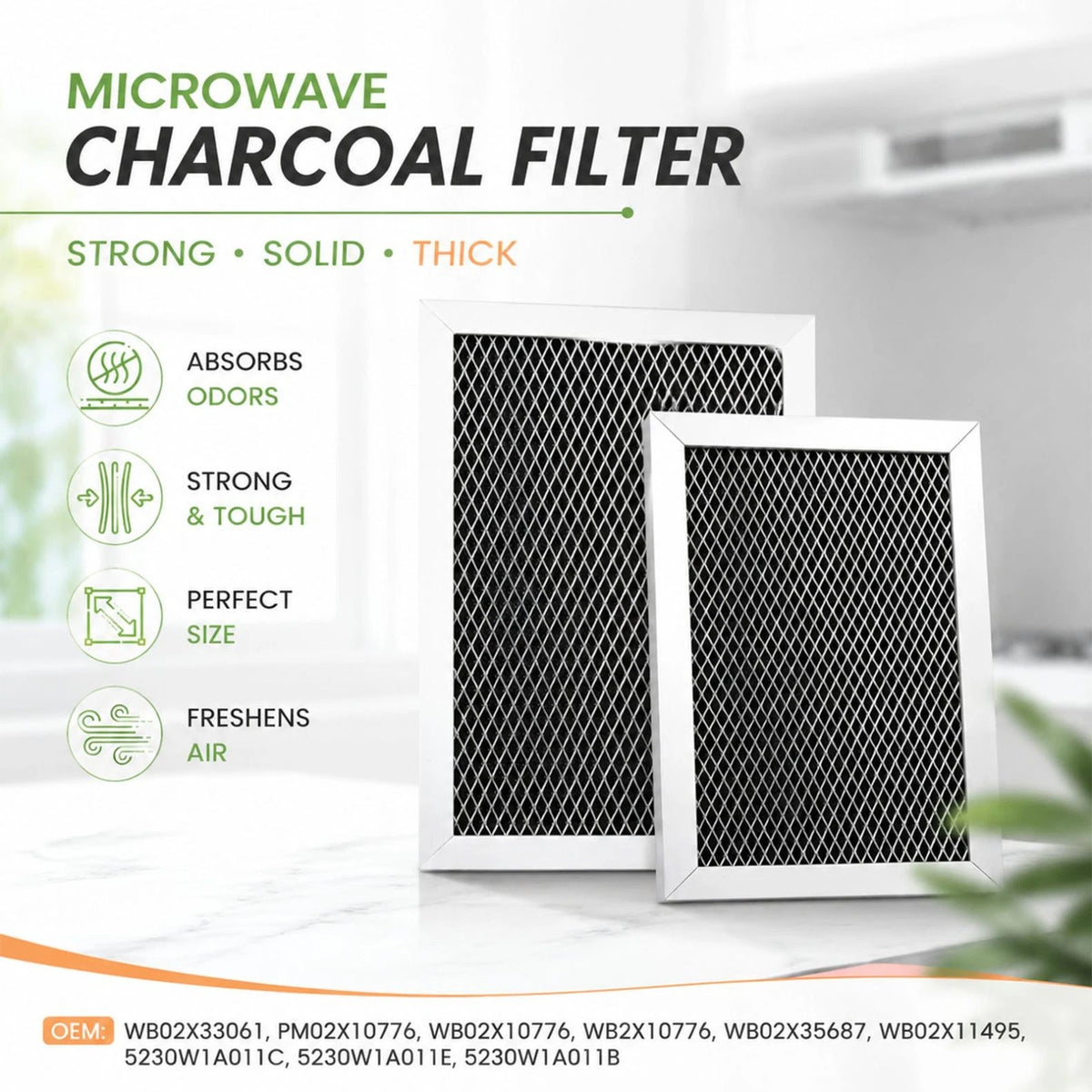 Durable 2 Pack WB02X10776 Microwave Charcoal Carbon Filter For GE Kenmore LG