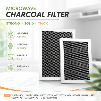 Durable 2 Pack WB02X10776 Microwave Charcoal Carbon Filter For GE Kenmore LG