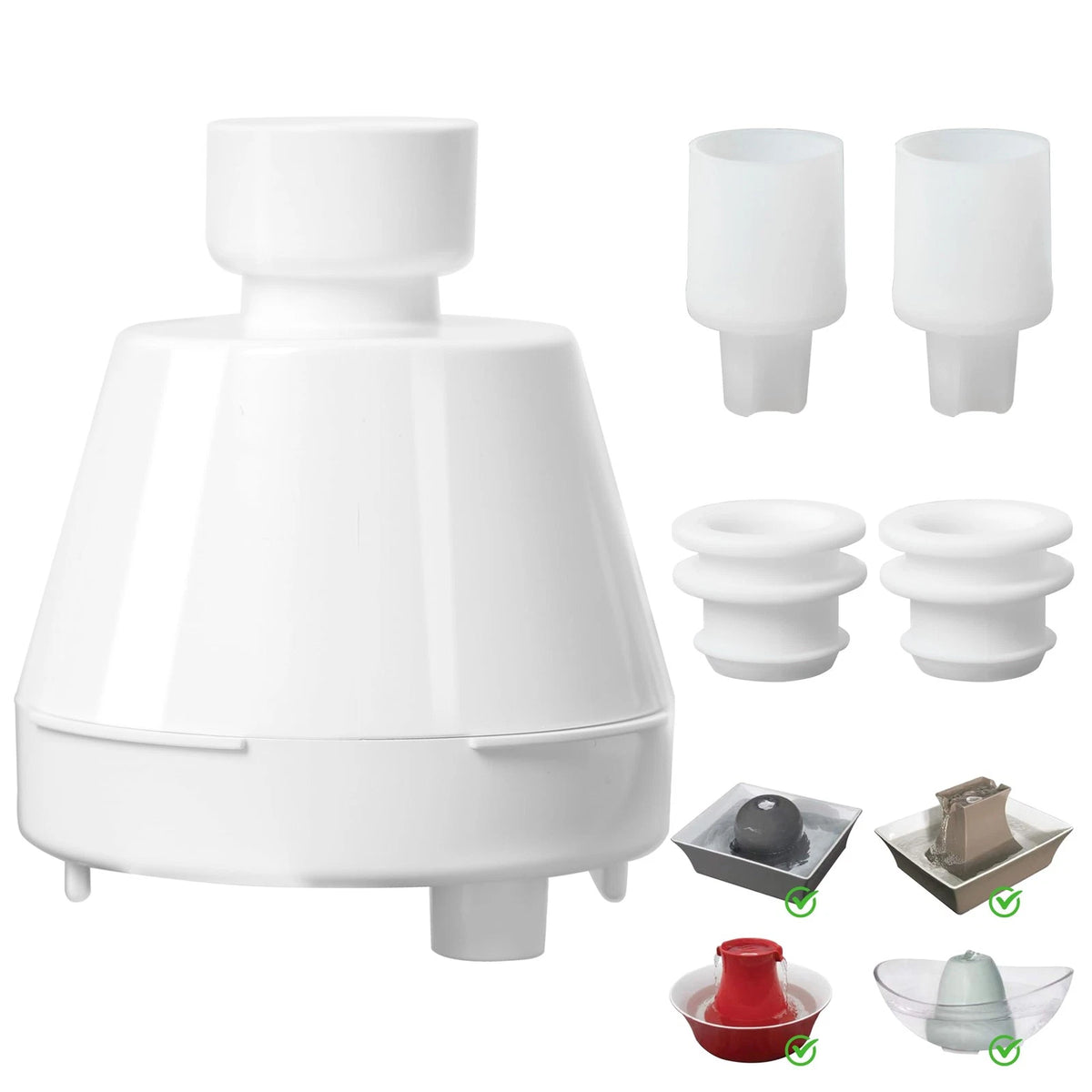Cat Water Fountain Replacement Filter 1 Housing+2 Silicone Nozzle Plug, White