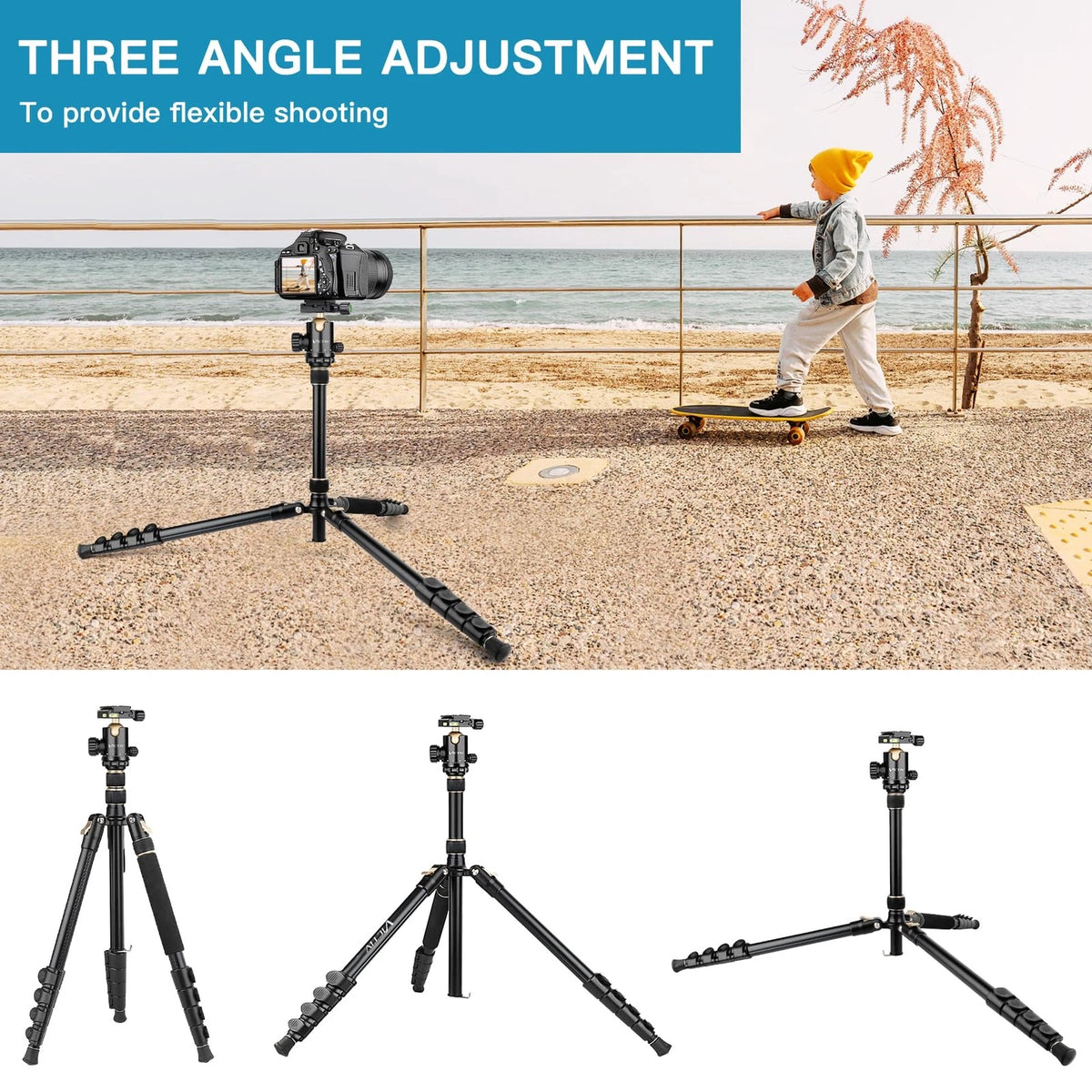 Professional DSLR Tripod for Photography - Tall, Lightweight & 76inch, Gold