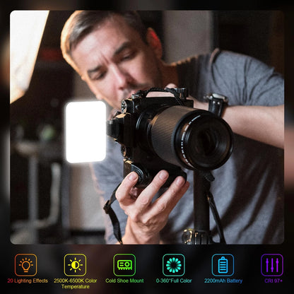 Hagibis RGB Camera Light,360°Full Color Portable Video Light LED RGB-Black