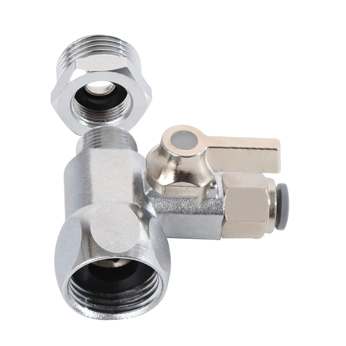 Feed Water Adapter Line Splitter,Brass Supply 3/8, White