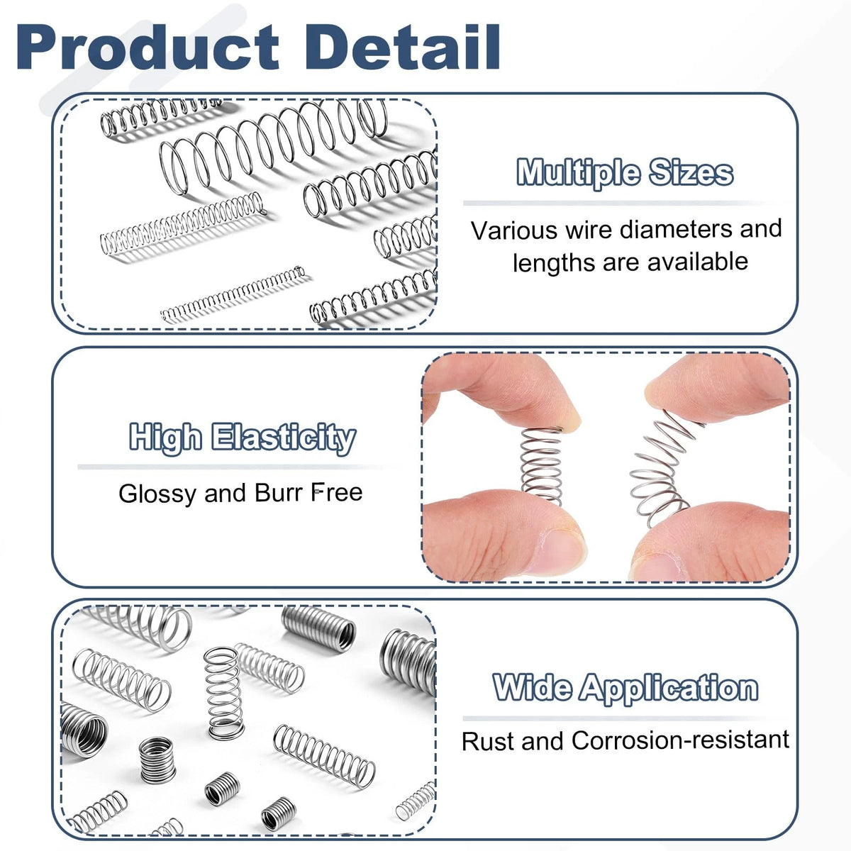 uxcell 50Pcs 304 Stainless Steel Compression Springs, 0.5mm x 6mm x 6mmx15mm