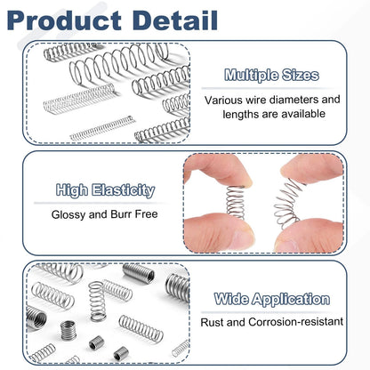 uxcell 50Pcs 304 Stainless Steel Compression Springs, 0.5mm x 6mm x 6mmx15mm