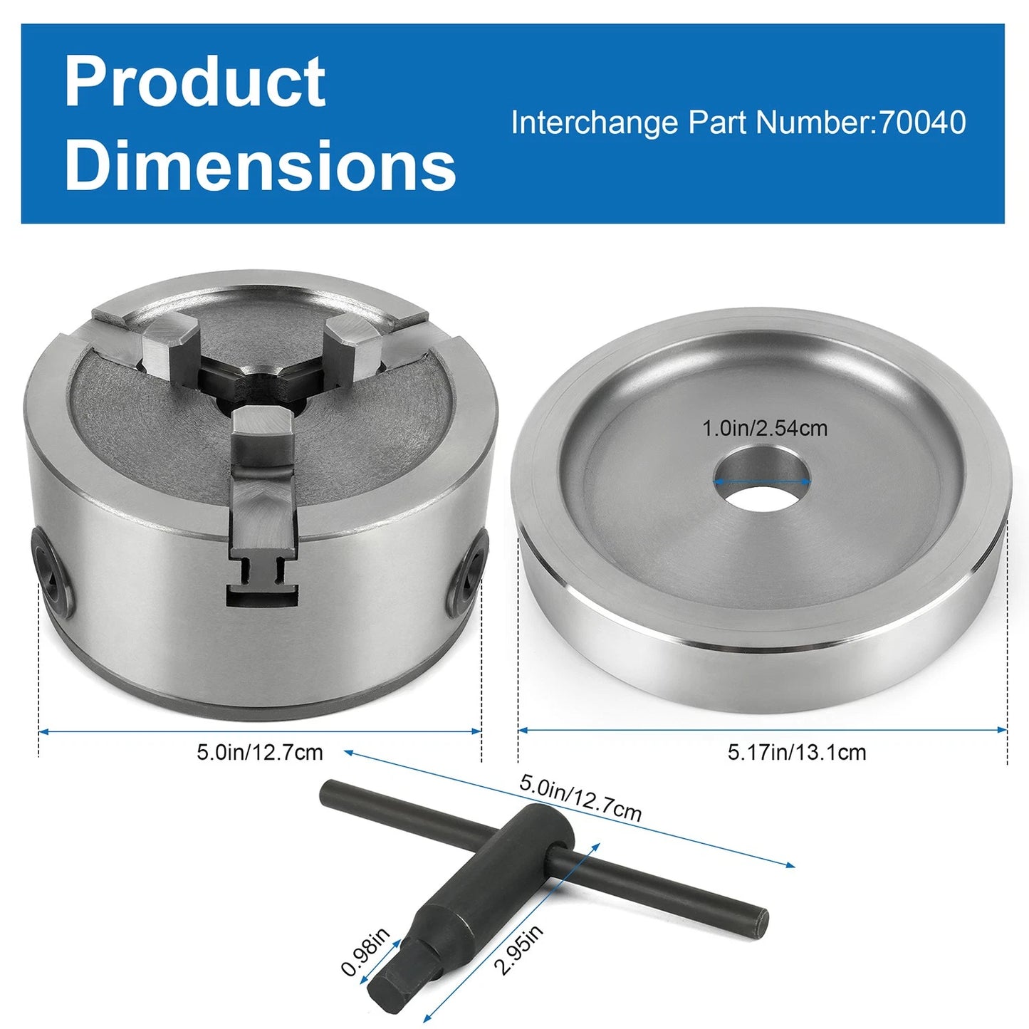 3 Piece Hubless Quick Chuck Adapter Set for 1" Arbor Brake Lathes 70040 Ammco