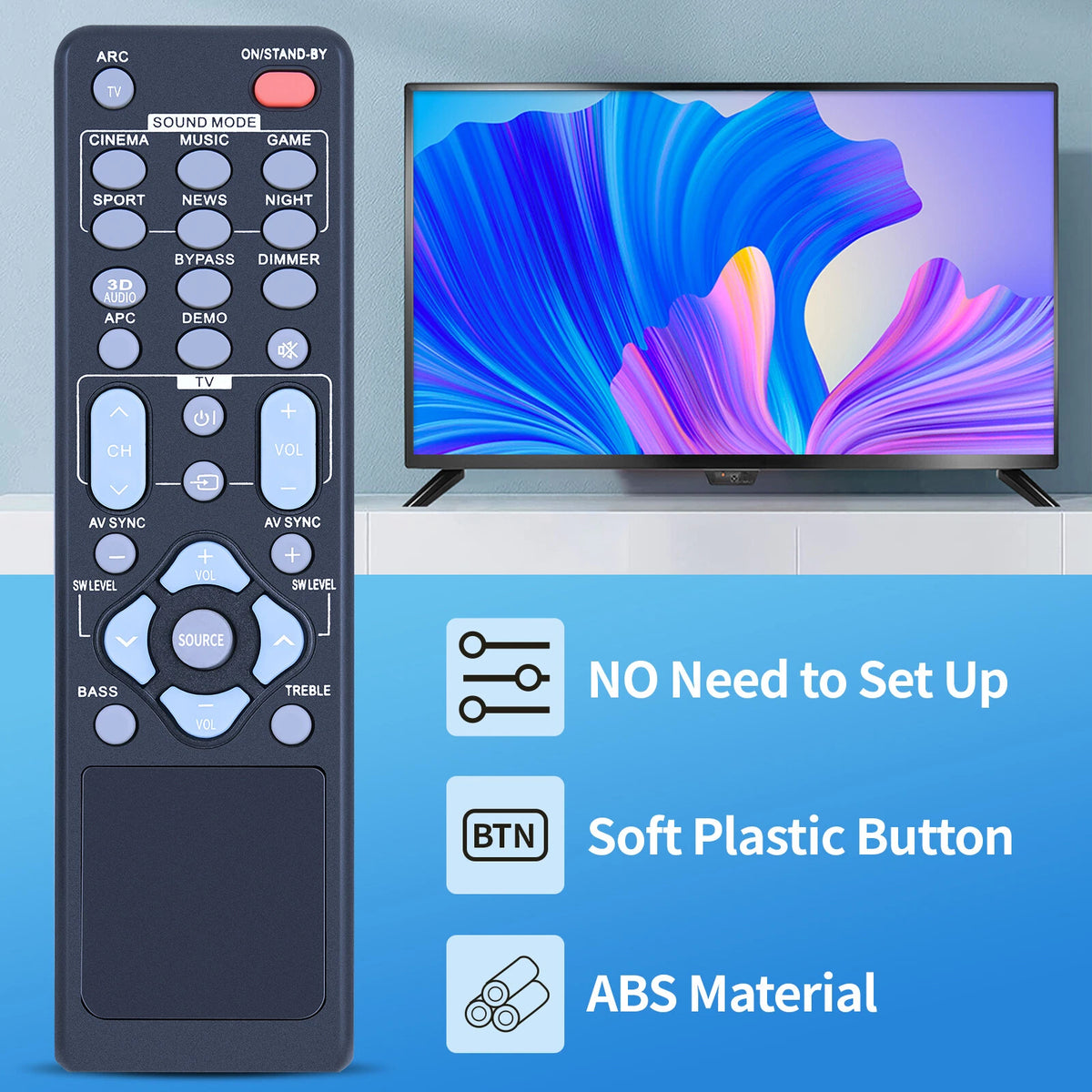 RRMCGA297AWSA Remote Control For Sharp Soundbar HT-SB40 HT-SB60