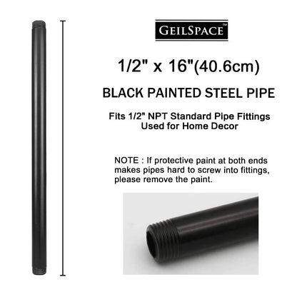GeilSpace 6 Pack 1/2" × 16" Pre-Cut Black Metal Pipe, × 16",