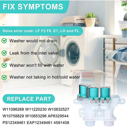 Durable W11096268 Water Inlet Valve for Whirlpool Washer Replaces W10853296