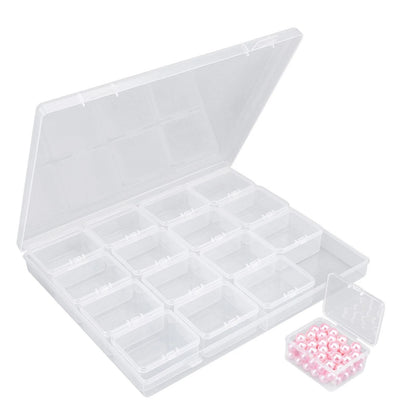 Cosics Bead Organizers and Storage, Transparent Plastic 16 Grids-1PCS, Clear