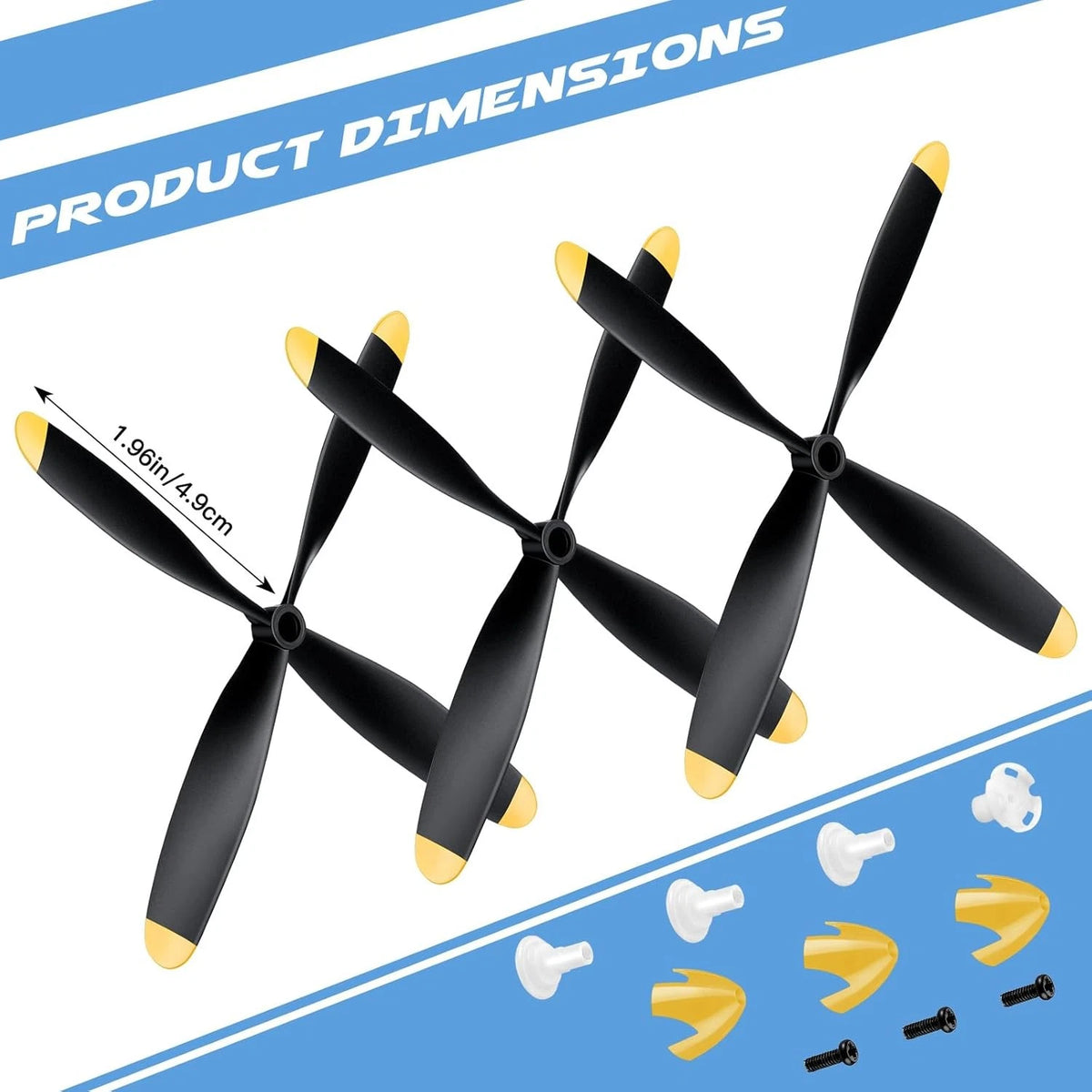 3 Sets Spare RC Plane Propellers Compatible with Mustang 400mm Yellow Nose