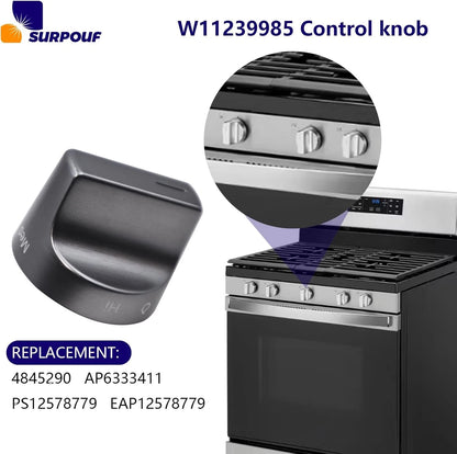 W11239985 Control Knob Compatible with Whirlpool Gas Ranges Replace Sliver
