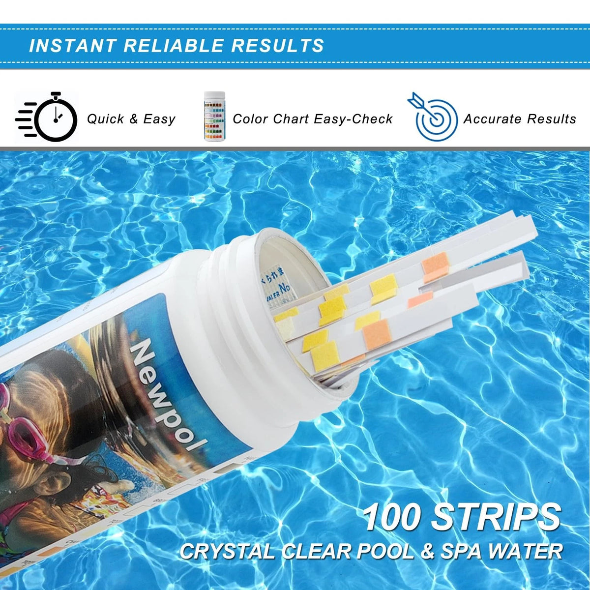 pol 8-in-1 Pool Test Strips, 100 Strips Water Testing for Swimming Pool,...