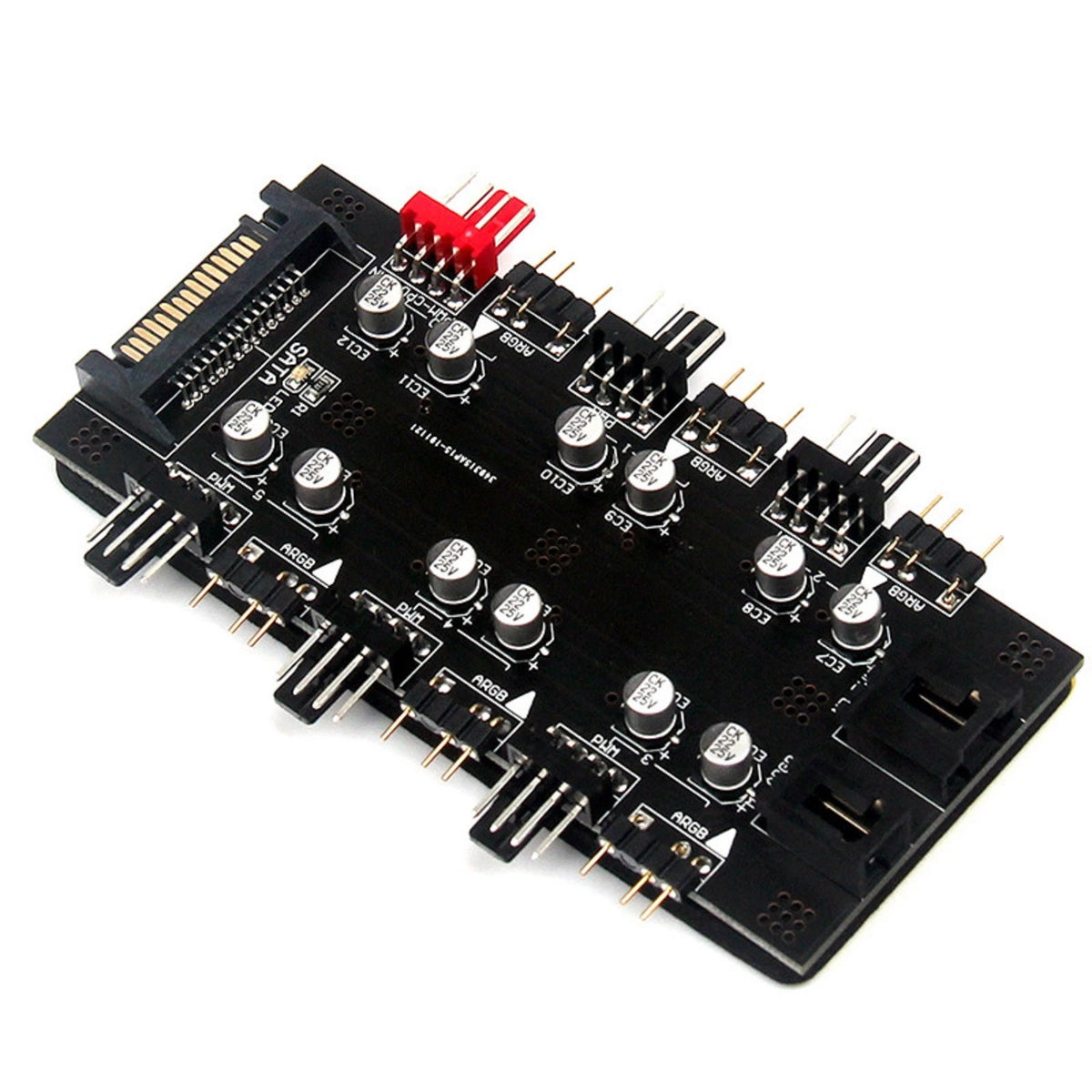 SATA 1 to 6 Way PWM /ARGB Device Expander 4Pin Cooling Fans Hub Splitter Adapter