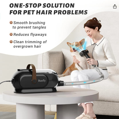 Bunfly Dog Grooming Kit with 13000kpa Strong 17.3*13.8*7.9 Inch, Black&brown