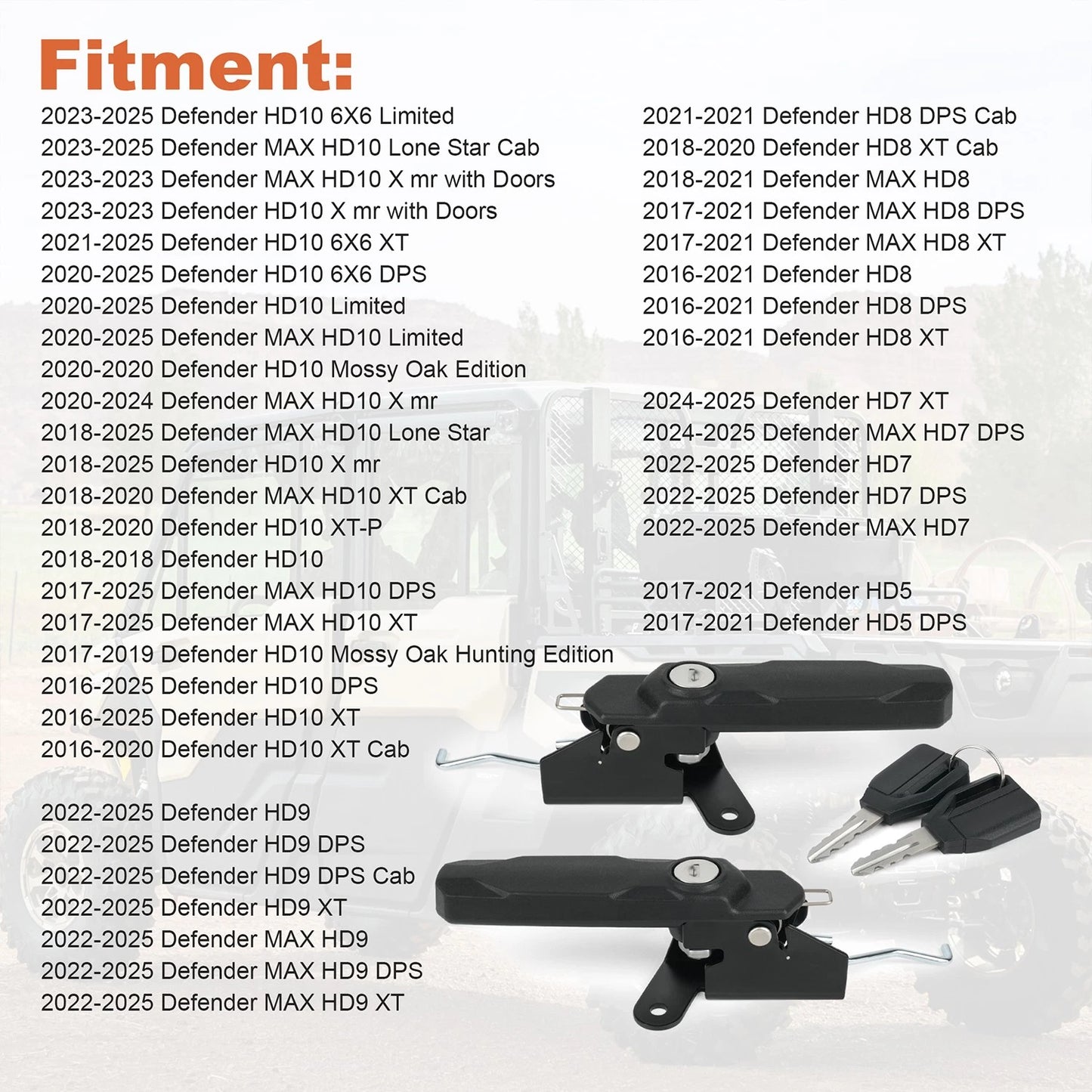 Front Deluxe Door Locks Upgrade Kit For Can-Am Defender 2017-2025 715009951