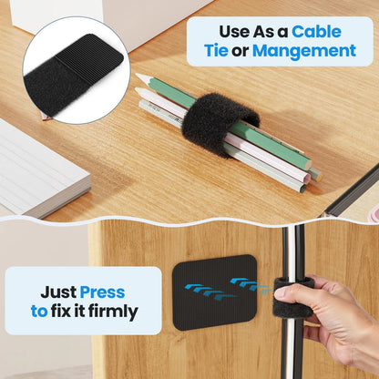 Cable Management Under Desk, 【Up to 15 Cord】【Enhanced Wire 20 Pair, Black