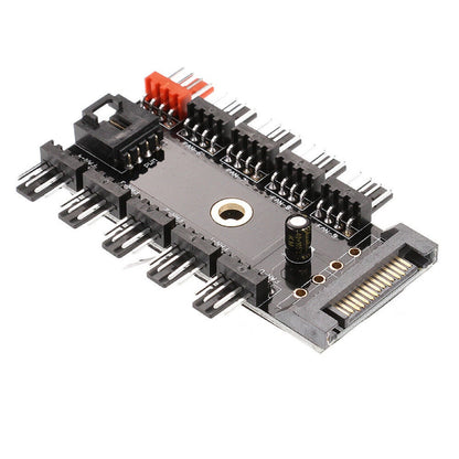 Motherboard 4Pin PWM Cooler Fan HUB Splitter 1 To 10 Extension SATA Power Supply