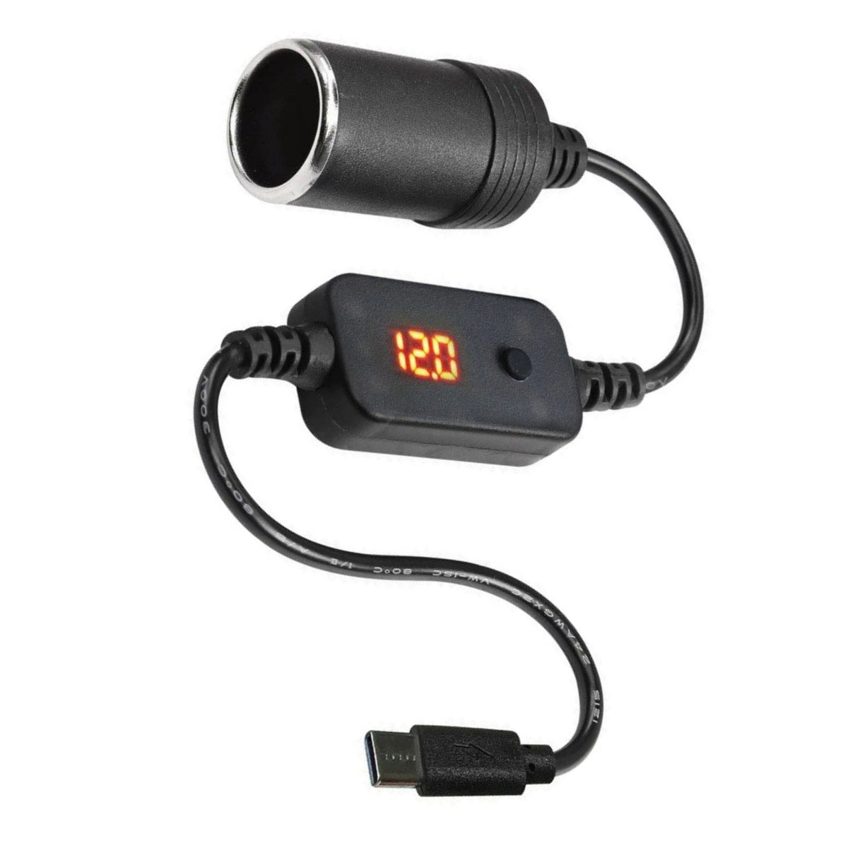 1PCS USB C to 12V Car Cigarette Lighter Adapter Converter Cable for Solar Panel